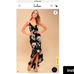 Darling Daylily Black Floral Print High-Low Maxi